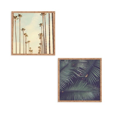 (Set of 2) 12" x 12" Beverly Hills Palm Tree Framed Decorative Wall Art Green - Deny Designs