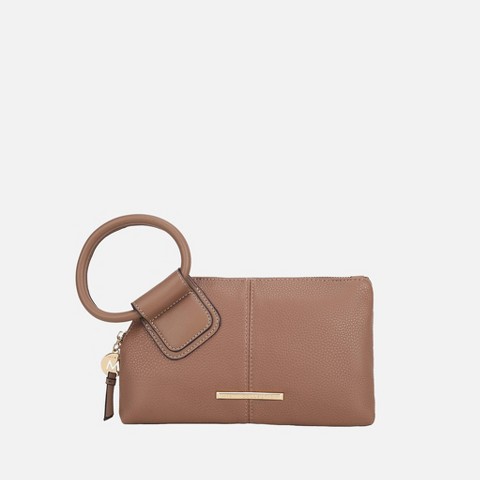 MKF Collection Wristlet Clutch Pouch Wallet Circular Handle Zip Closure | MKF Collection by Mia K - Khaki