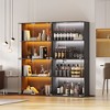 Fredees 66" Lockable Glass Display Cabinet with 3-Color LED Lights and Motion Sensor, 4-Tier Shelves, Ideal for Living Room or Game Room. - 3 of 4