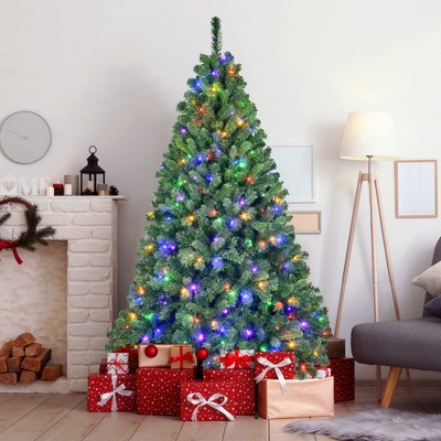 SKRAN 7FT App Controlled Christmas Tree, Artificial Holiday Tree with1339 Tips, Hinged Branches, Dual-Color Effects, Metal Stand for Home, Office