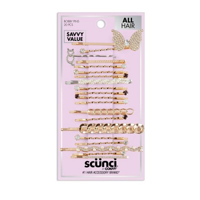 scünci Rhinestone and Pearl Embellished Metal Bobby Pins - All Hair - 20pk