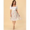 INSPIRE CHIC Women's Ruffle Hem Elastic Waist Flowy A-Line Swing Floral Midi Skirt - 3 of 4