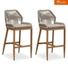PURPLE LEAF Patio Sunbrella Bar Stools Set of 2 Handwoven Wicker Bar Height Stool Modern Aluminum Outdoor Wicker Barstools with Back and Cushion - 2 of 4