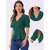 INSPIRE CHIC Women's Vintage Solid Victorian Puff Sleeve Steampunk Lace Up Blouse - 2 of 4