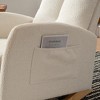 Upholstered High-Back Accent Rocking Chair with Footrest and Side Storage Pocket, Rubber Wood Rocking Legs for Bedroom or Living Space - 3 of 4