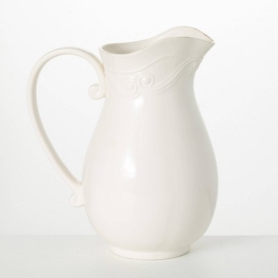 13.5"H Sullivans White Ceramic Vintage Pitcher
