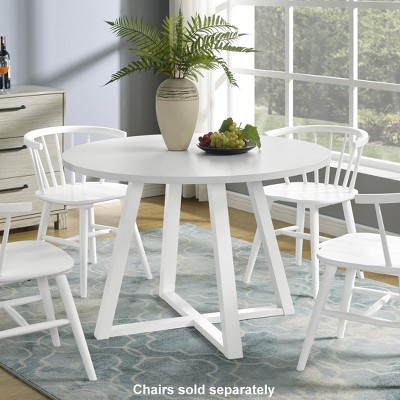 Edo 45'' Round White MDF Dining Table with Trestle Base