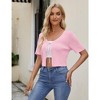 Womens Cropped Cardigan Tie Front Short Sleeve V Neck Tops Ribbed Knit Sweater Cardigan Open Front Cardigan Tie Front Soft Tops,Light Pink - 2XL - 4 of 4