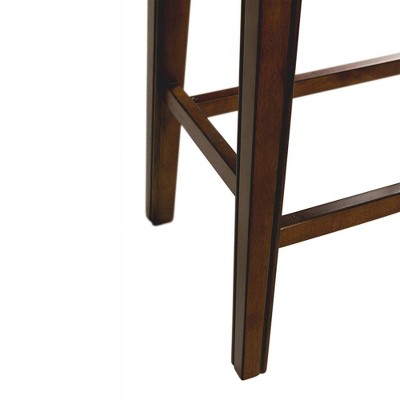 Bowen 24" Brown Wood and Faux Leather Backless Stool