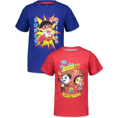 Ryan's World Red Titan Combo Panda Little Boys 2 Pack T-shirts Red/blue ...