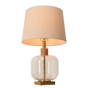 LNC Flabellum 24-in Traditonal Bedside/Standard Table Lamps, Polished Gold and Seeded Glass with Fabric Shade - 1 of 4