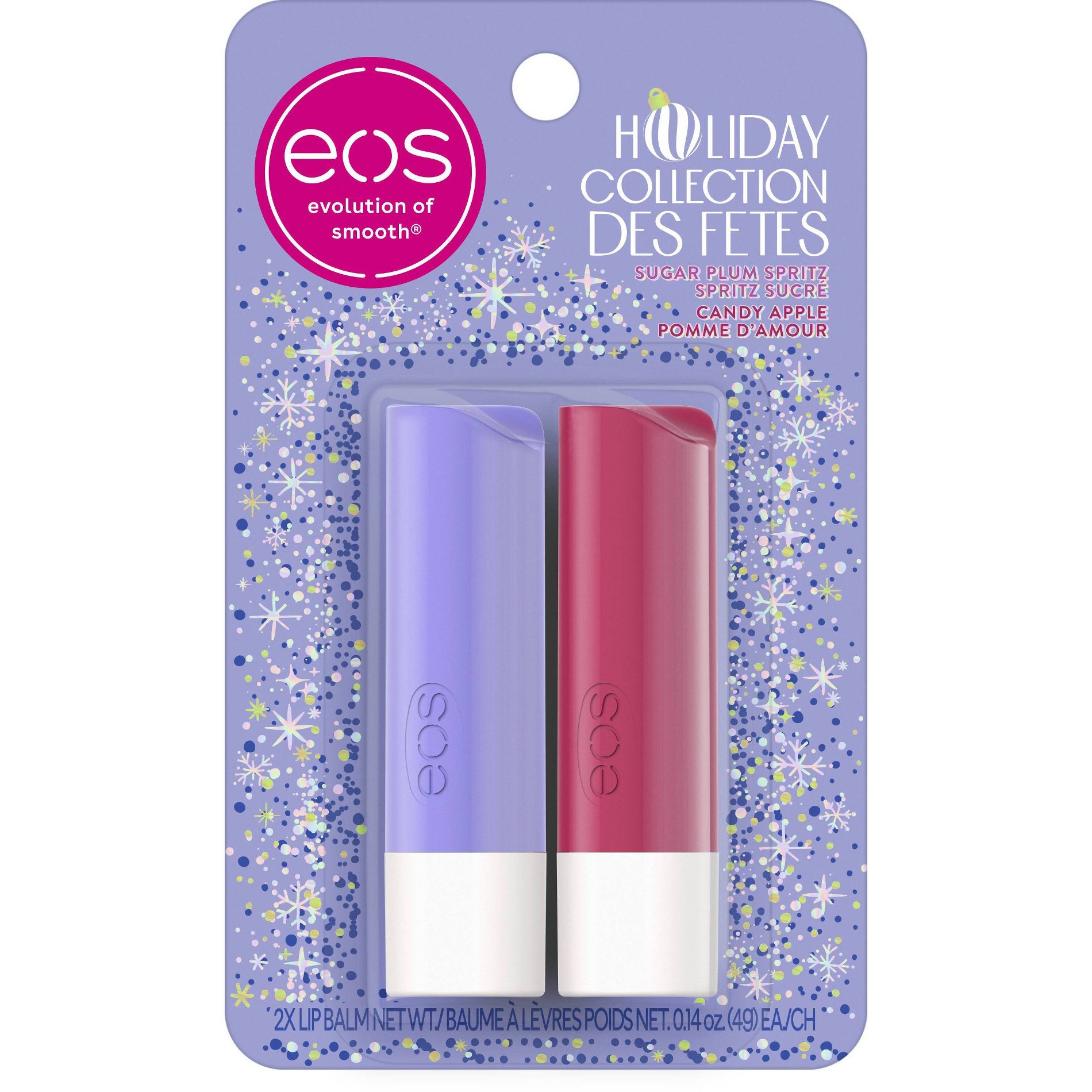 eos Holiday Lip Balm - Sugar Plum Spritz & Candy Apple - 0.28oz/2pk
