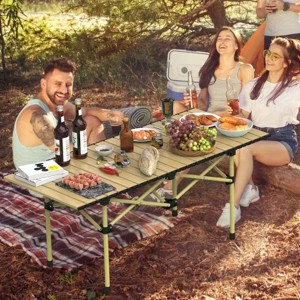 Racxily Folding Camping Table, Portable Lightweight Carbon Steel Roll-up Desk with Carry Bag, for Outdoor Beach Backyard Party Patio - 1 of 4