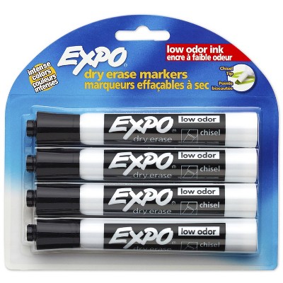 Expo 4pk Dry Erase Marker Chisel Tip Black