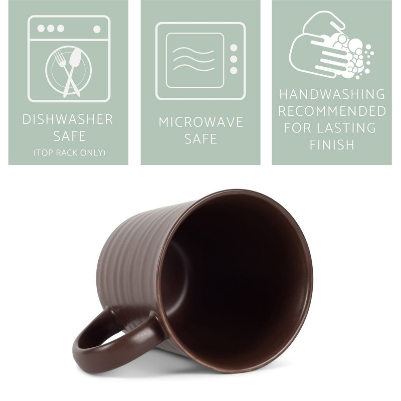Elanze Designs Brown Matte Glaze Finish 17 ounce Stoneware Coffee Cup Mugs Set of 4, 3 of 6