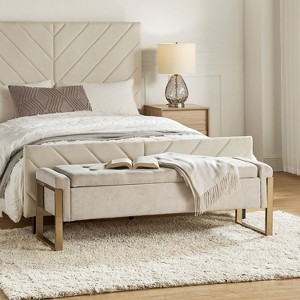 Octavio Modern Upholstered Flip Top Storage Bench with Metal Legs|ART OF LIVING DESIGNS - 1 of 4