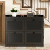 Hallway Large Shoe Storage Cabinet w/ 4 Flip Drawers, Freestanding Narrow Shoe Organizer w/ Hooks and Storage, Hidden Shoe Organizer - 4 of 4