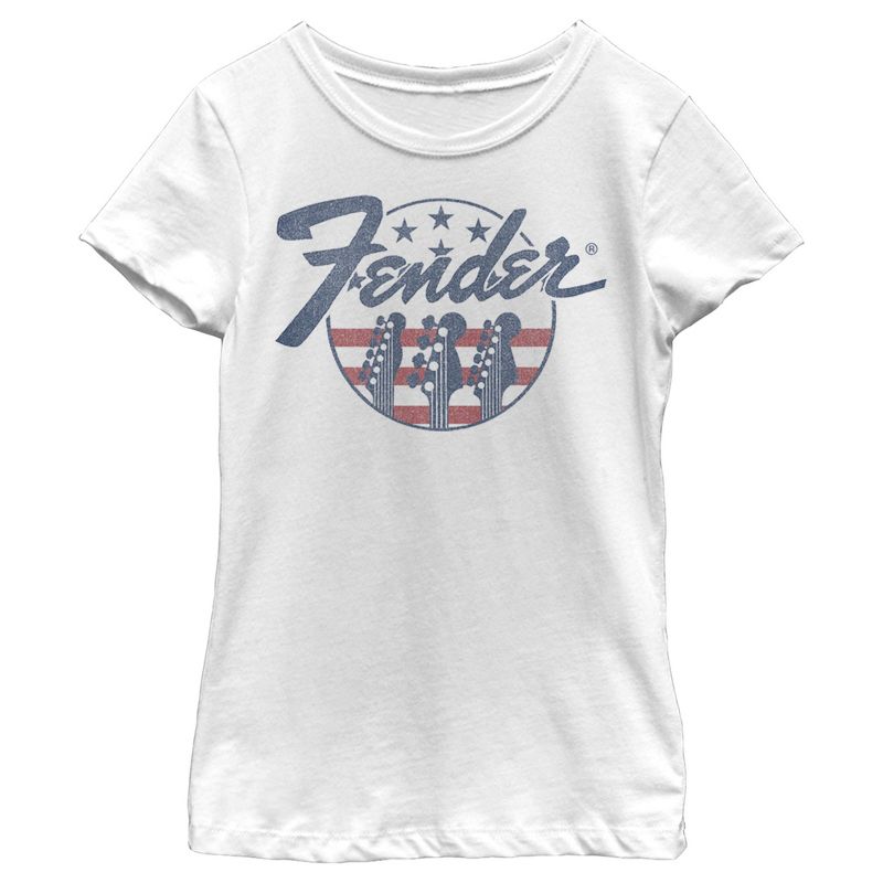 Girl's Fender Stars and Stripes Logo T-Shirt, 1 of 5