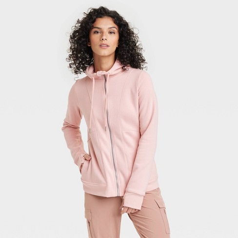 Women's Full Zip Fleece Hoodie - All in Motion™ Coral Pink XL