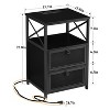 VECELO 1/2 Pcs Nightstands with USB Ports and Outlets, Modern Bedside End Tables Night Stands with Drawer and Storage Shelf - 3 of 4