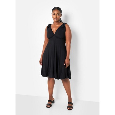 Rebdolls Women's Blythe Tie Strap Ruffle Hem Mini Skater Dress