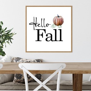 Amanti Art 22" x 22" Hello Fall Pumpkin Portfolio Framed Wall Canvas: Modern MDF & Polystyrene Artwork - 1 of 4