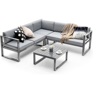 Mshliw 4 Piece Patio Furniture Set, Aluminum Sectional Patio Sofa Set - 1 of 4