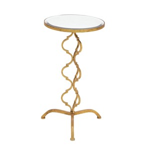 Olivia & May Antiqued Metal Accent Table Gold: Iron Frame, Glass Top, Luxury Glam Style - 1 of 4