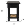 HomeRoots 20" Black And Natural Solid Wood And Cane Square End Table With Shelf - 3 of 4