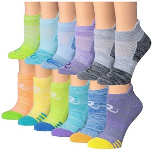 Tipi Toe Women's 12-Pairs Running & Athletic Sunrise Spectrum Patterned Performance Low Cut Socks - 1 of 1