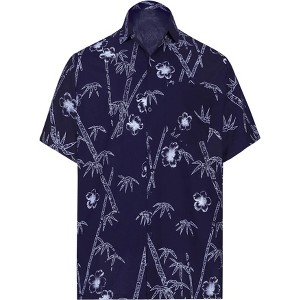 LA LEELA Men's Short Sleeve Button Down Camp Beach Shirts Casual Vacation Untuckit Summer Collar Shirts Hawaiian Shirt for Men - 1 of 3