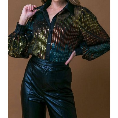 Women's Cause A Commotion Sequin Blouse - FLYING TOMATO