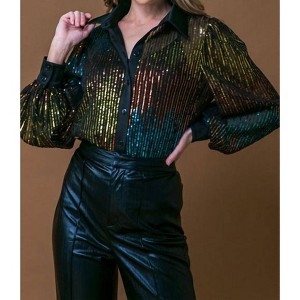 Women's Cause A Commotion Sequin Blouse - FLYING TOMATO - 1 of 4