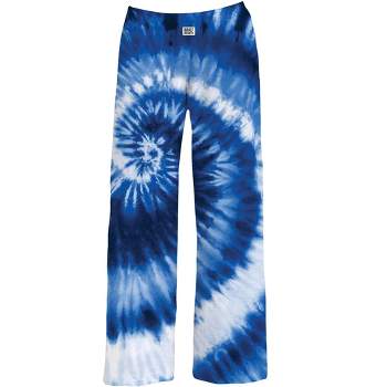 Collections Etc Comfy Blue Tie Dye Wide Leg Lounge Pants