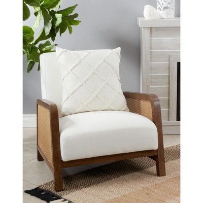 Ivory Diamond Tufted Cotton Throw Pillow