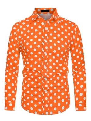 Orange and white store polka dot shirt