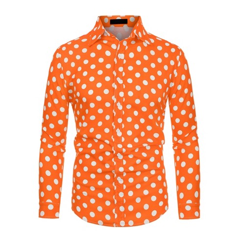 Orange and white 2024 button down shirt