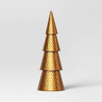 11.5" Hammered Metal Cone Christmas Tree Figurine - Wondershop™ Gold