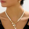Luupatchy Elegant Artificial Pearl Jewelry Set- Gold-Tone Necklace and Earrings for Women - 2 of 4