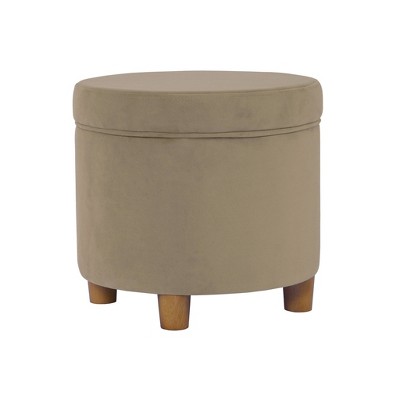 Image of Round Storage Ottoman Fawn Velvet - HomePop