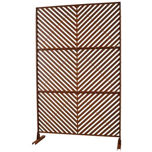 Okak Patio Privacy Screen with Diagonal Stripe Cutout, Outside Lattice Panels with Stand, Patio Privacy Panels for Backyard, Garden, Lawn - 1 of 4