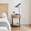 Round End Table, 2-Tier Side Table with Growth Rings Wood Design, Industrial Sofa Table with Drawer and Storage Space - 4 of 4