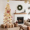 7.5ft Flocked Pencil Christmas Tree, Slim Artificial Xmas Tree with Snowy Branch Tips & Sturdy Metal Stand for Indoor Holiday or Party Decor(upgrade) - 3 of 4