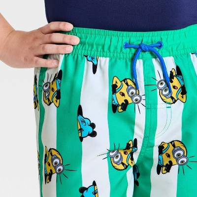 Universal Boys' Minions Cabana Striped Swim Trunks - Green M — фото 3