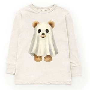 Watercolor Ghost Bear - Kids Youth Long Sleeve Tee and Kids Toddler Long Sleeve Tee - 1 of 2