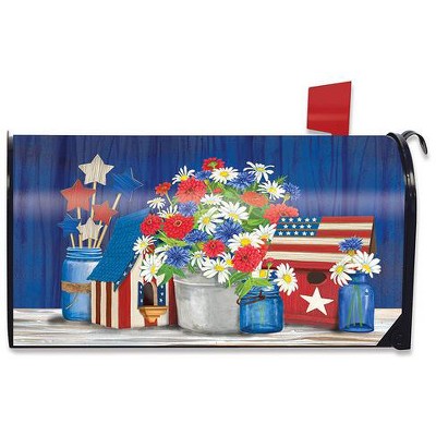 Briarwood Lane Summer Mailbox Cover  - Standard Size - Red White and Blue Patriotic For Summer Mailbox Cover