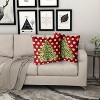 Lomsoe 2pcs Contemporary Style Short Plush Christmas Pillow Covers, Xmas Tree Green Red Polka Dots,,Farmhouse Holiday Decor. - 2 of 4