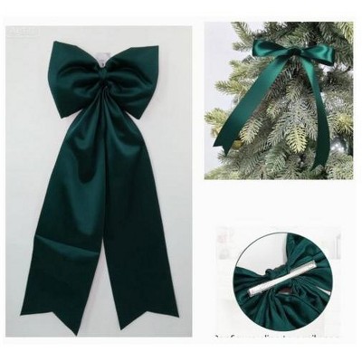 Christmas Decoration Set 24Pcs Small Bows 1Pcs Large Tree Topper Satin Bows Hanging Ornaments for Xmas Home Garland Decorations