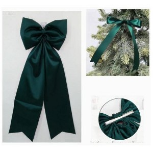 Christmas Decoration Set 24Pcs Small Bows 1Pcs Large Tree Topper Satin Bows Hanging Ornaments for Xmas Home Garland Decorations - 1 of 1