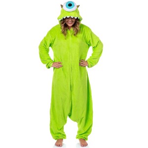 Seven Times Six Disney Monsters Inc. Kigurumi Adult Mike Wazowski Costume Pajama Union Suit Green - 1 of 4